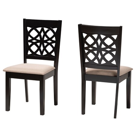 Baxton Studio Abigail Modern Beige Fabric and Dark Brown Finished Wood 2-Piece Dining Chair Set, PR 230-2PC-13212-ZORO